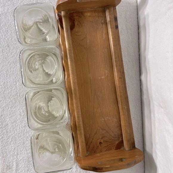 Vintage Primizie Glass Canister Set With Plastic Borgonovo Lids And Wood Tray - Picture 11 of 16
